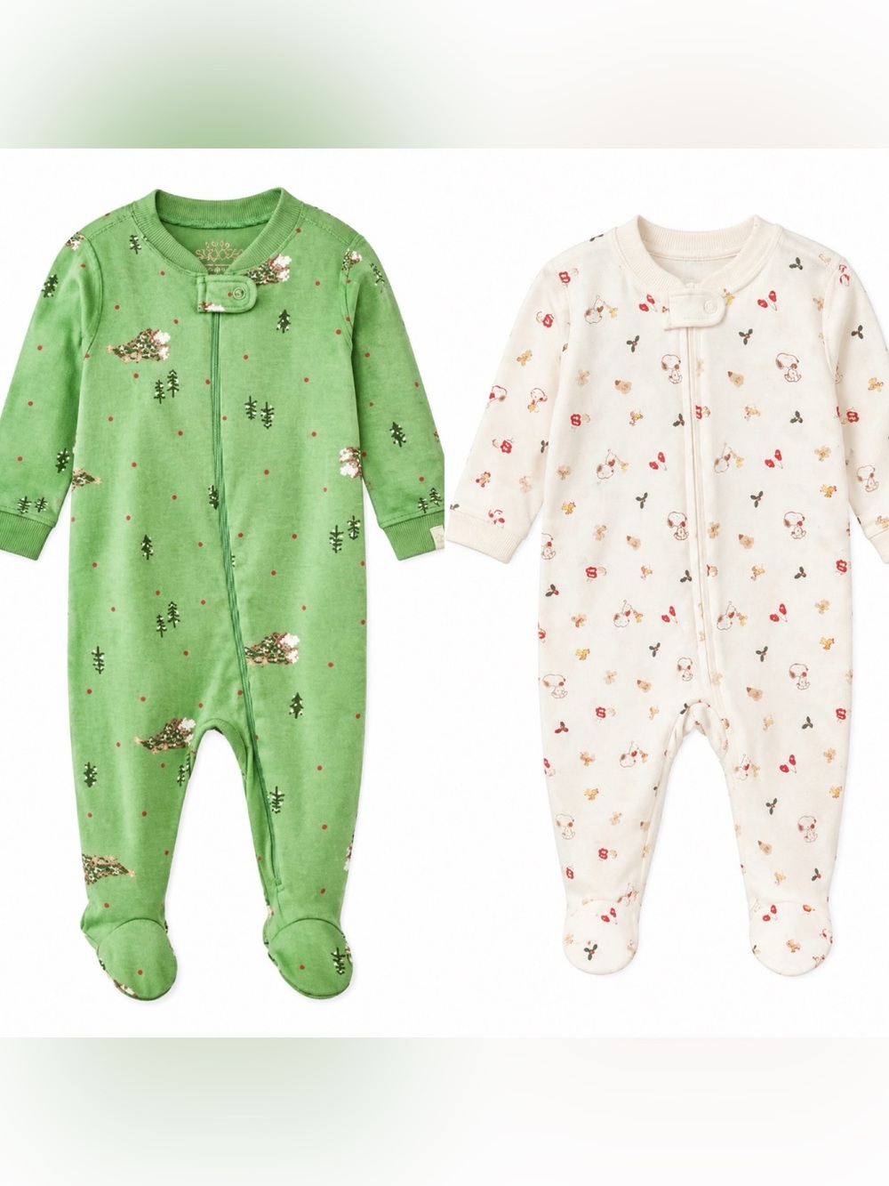 Baby Peanuts Little Snoopy Christmas Sleep N' Play onesies Bundle